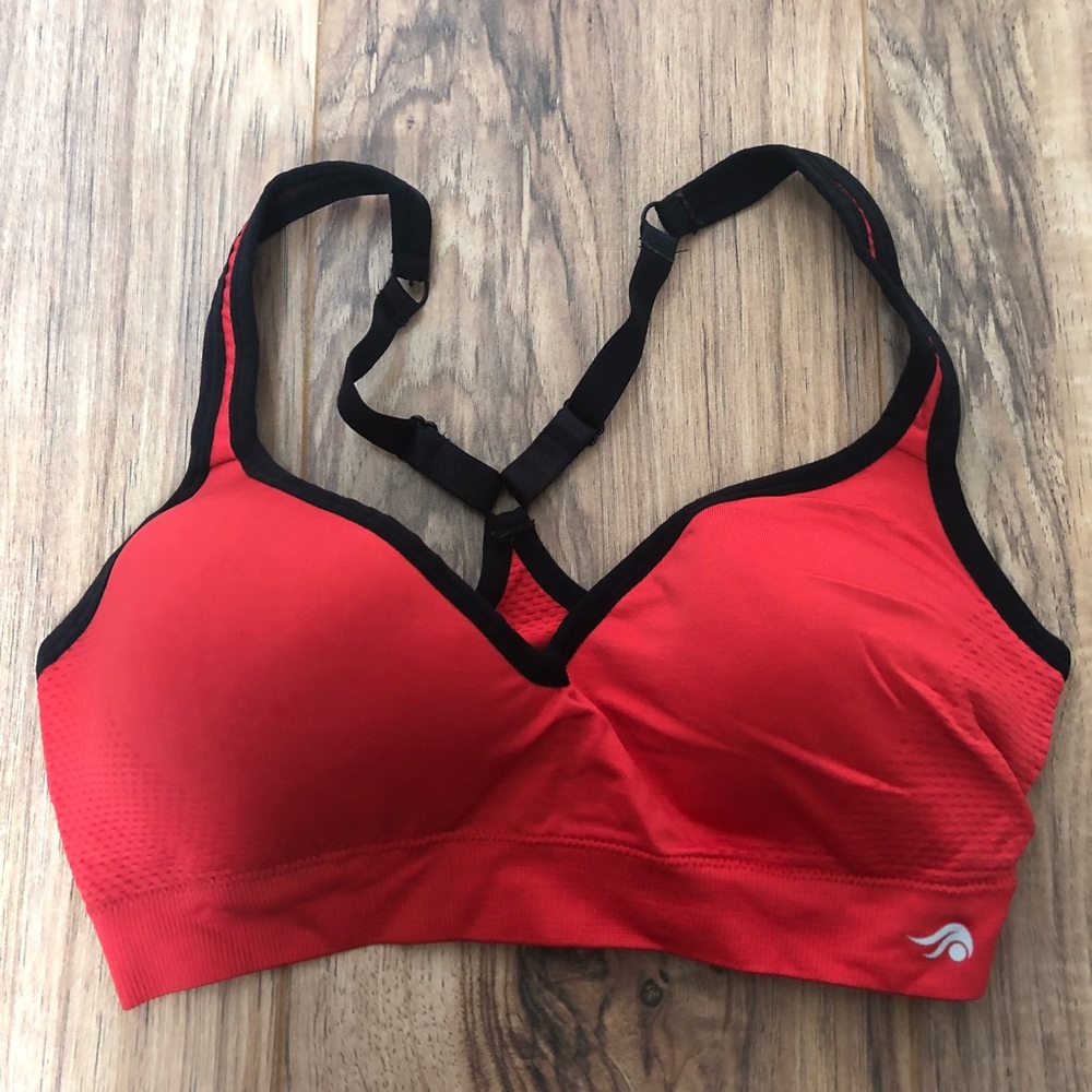 Red padded sport bra